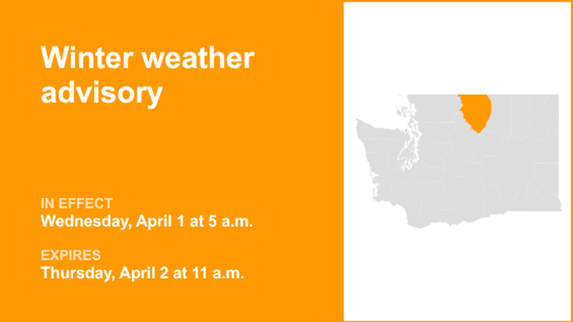 UPDATE: Winter weather advisory active for Western Okanogan County until Thursday midday 