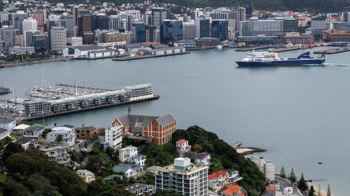 A view of Lambton Harbour and the city skyline, as seen from Mt Victoria, in Wellington, New Zealand, September 24, 2025. REUTERS/Marty Melville