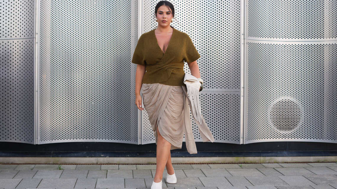 Rich Moms Are Obsessed With This Flattering Wrap Sweater Trend for Fall 