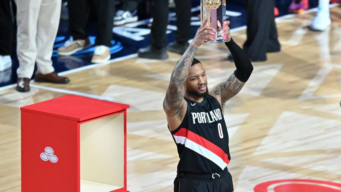 Damian Lillard wins 3-point Contest for 3rd time, ties Larry Bird 