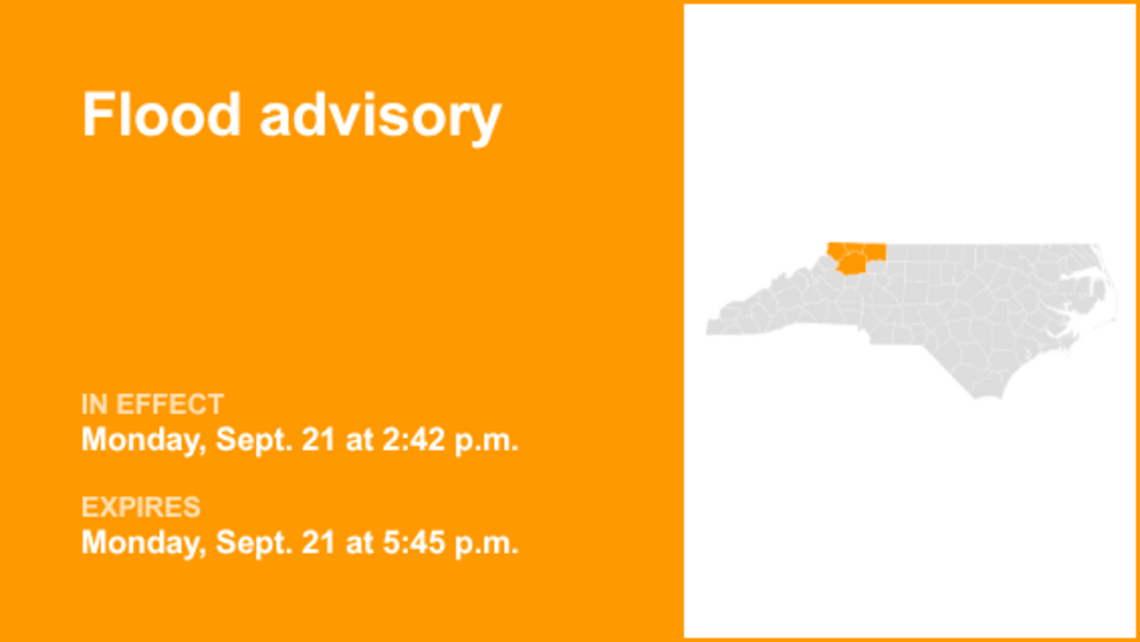UPDATE: Flood advisory active for North Carolina until Tuesday midday 