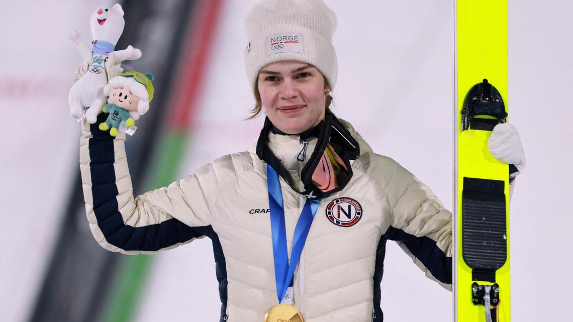 Norway's Anna Odine Stroem wins women's large hill for second gold