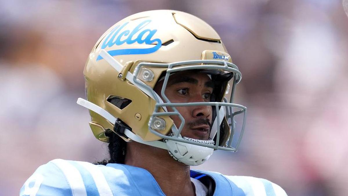  May 2, 2026; Pasadena, CA, USA; UCLA Bruins quarterback Nico Iamaleava (9) throws the ball during the spring game at Rose Bowl. Mandatory Credit: Kirby Lee-Imagn Images | Kirby Lee-Imagn Images 