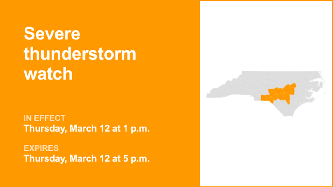 UPDATE: Severe thunderstorm watch for Sampson and Wayne counties until early Thursday evening 