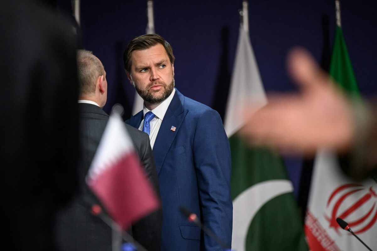  U.S. Vice President JD Vance attends a meeting between the United States, Iran, Pakistan and Qatar in Lake Lucerne, Switzerland, on June 21, 2026. Fabrice Coffrini/Pool/AFP via Getty Images 