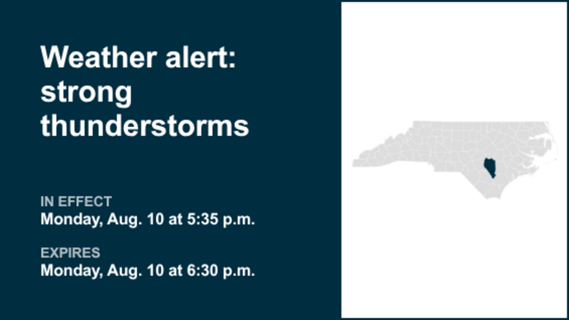 Weather alert affecting Sampson County Monday evening - gusts could peak at 40 mph 