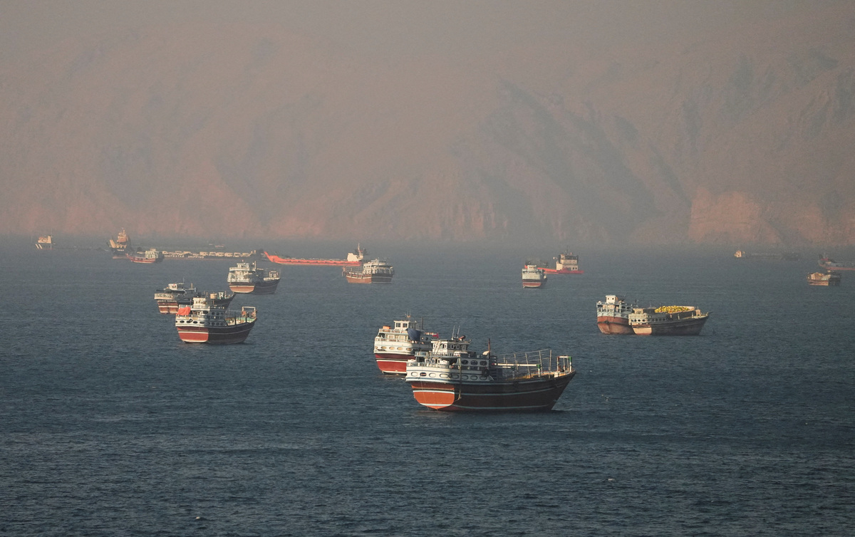 Vessels at the Strait of Hormuz, as seen from Musandam, Oman, June 15, 2026. REUTERS/Stringer