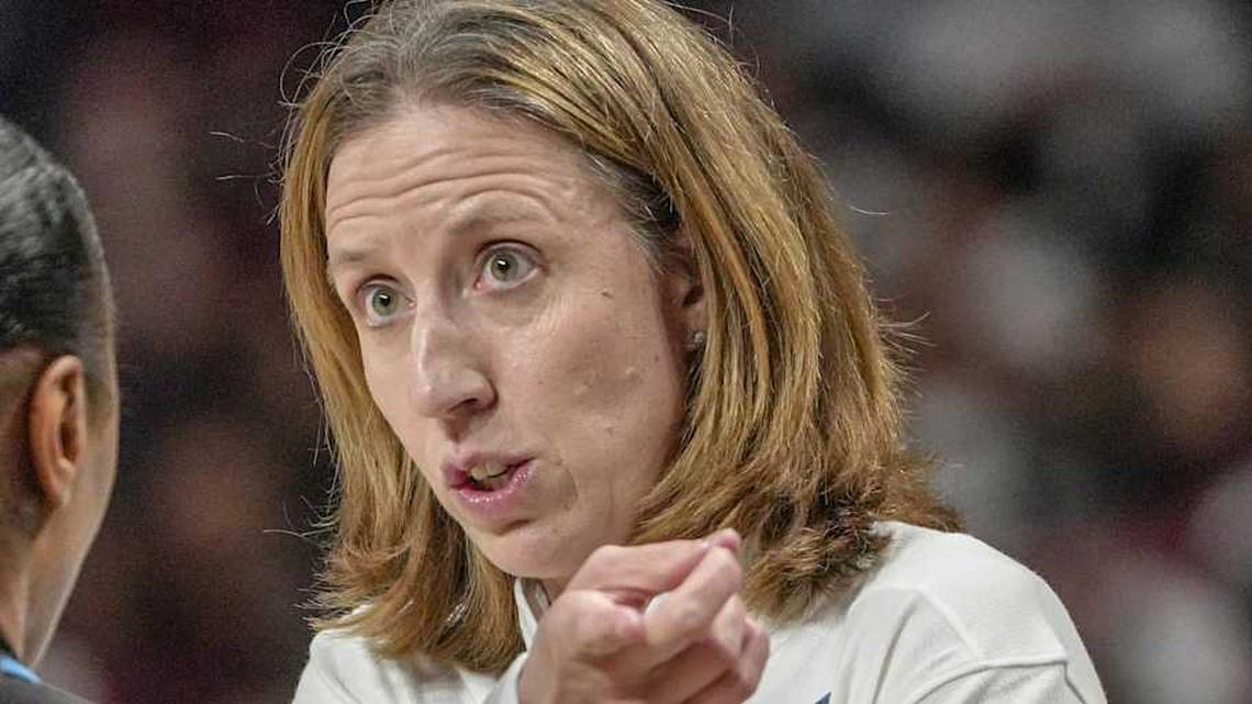  University of Southern California Head Coach Lindsay Gottlieb talks to a referee after one of her players was called for a travel playing South Carolina Monday, March 23, 2026, during the third quarter NCAA Women's Basketball Tournament at Colonial Life Arena in Columbia, South Carolina. | Ken Ruinard / USA Today Network South Carolina / USA TODAY NETWORK via Imagn Images 