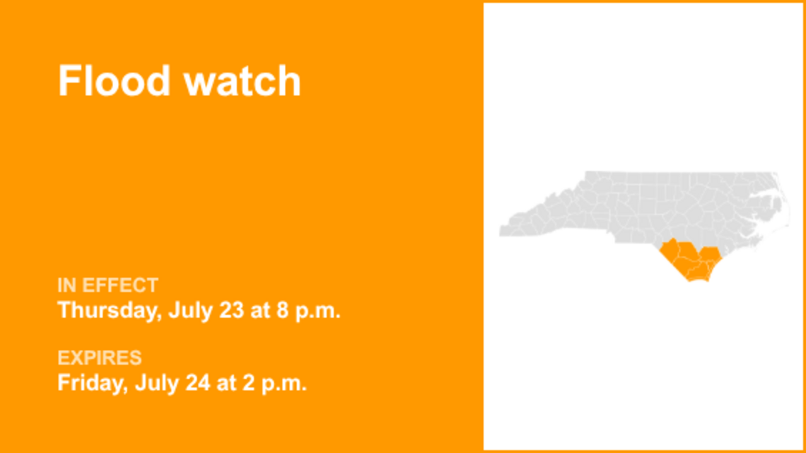 UPDATE: Eastern North Carolina placed under a flood watch until Saturday morning 