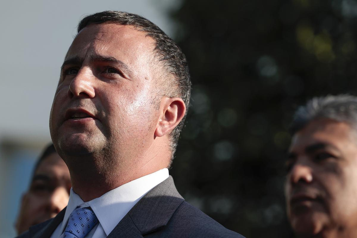Rep. Darren Soto, D-Fla., speaks alongside members of the Congressional Hispanic Caucus outside of the West Wing after a meeting with U.S. President Joe Biden on April 25, 2022, in Washington, D.C. (Anna Moneymaker/Getty Images/TNS)