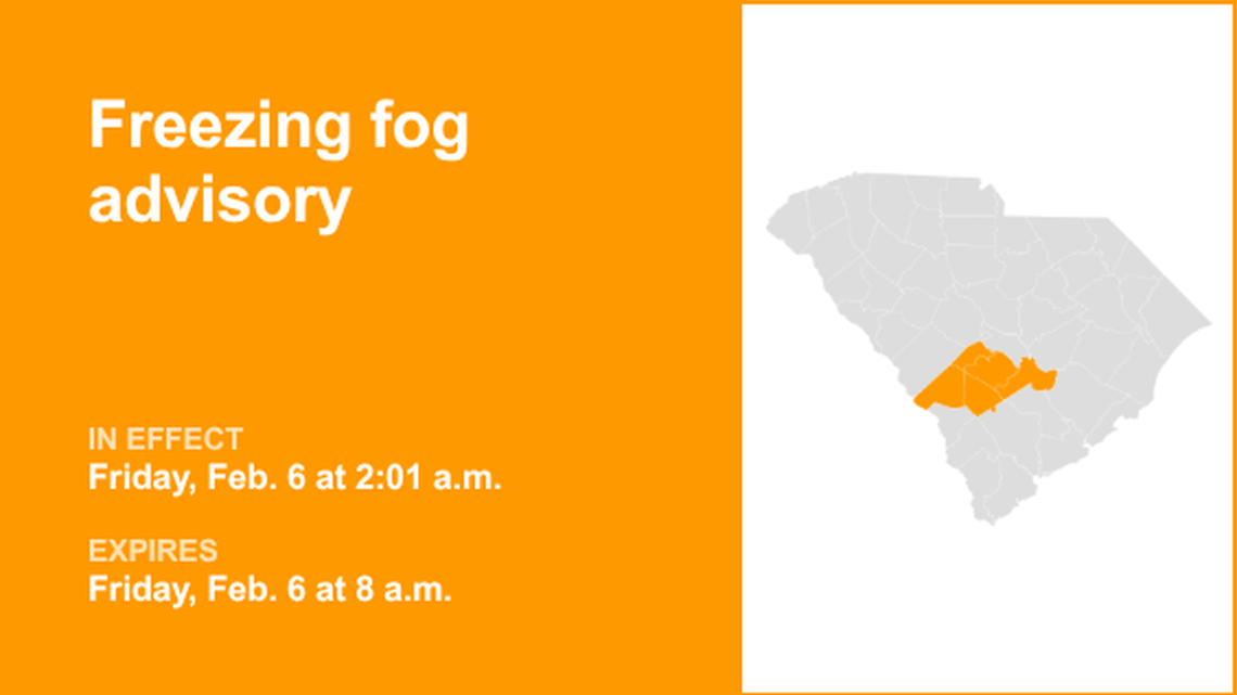 UPDATE: Freezing fog advisory issued for South Carolina Friday morning 