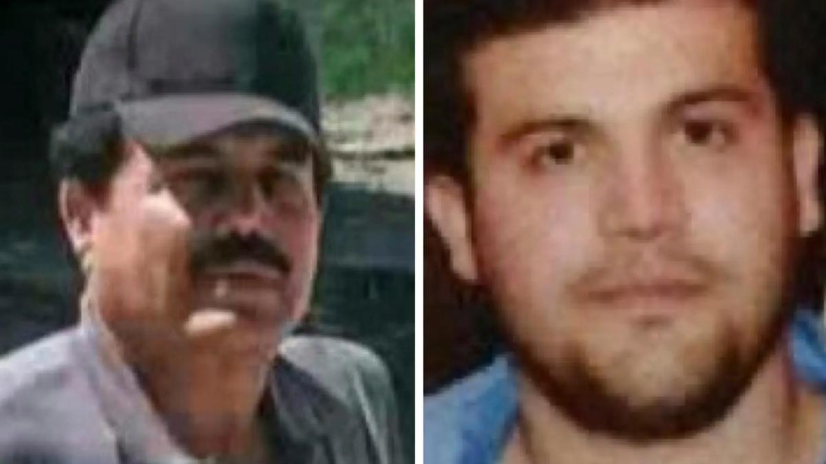 This combination of images provided by the U.S. Department of State show Ismael “El Mayo” Zambada, a historic leader of Mexico’s Sinaloa cartel, left, and Joaquín Guzmán López, a son of the infamous cartel leader Joaquín “El Chapo” Guzmán, after they were arrested by U.S. authorities in Texas, July 25, 2024. (U.S. Department of State/TNS)