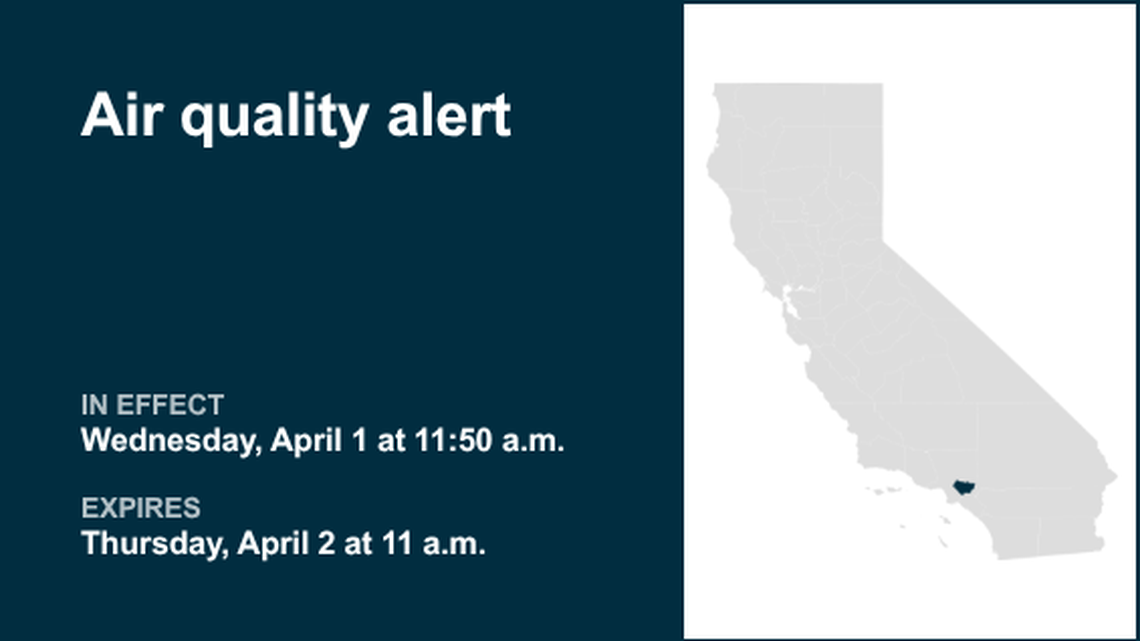 Air quality alert affecting Los Angeles Thursday 