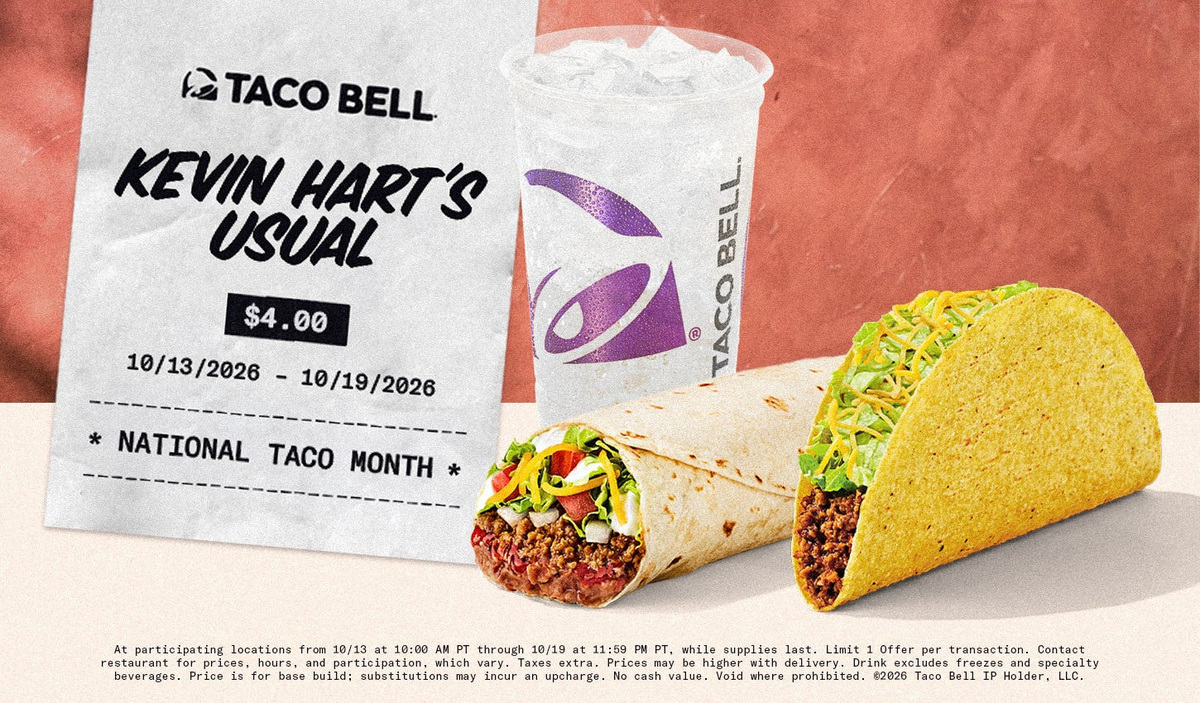 What's Kevin Hart's Taco Bell order? It's now on the menu for $4 ...