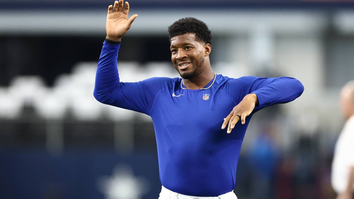 Jameis Winston, Cam Skattebo Steal Show Before Giants-Dolphins Game 