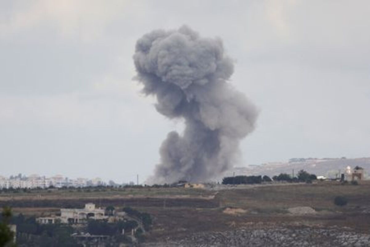 Smoke billows from southern Lebanon following an Israeli strike, as seen from Marjayoun, Lebanon, June 14, 2026. REUTERS/Stringer