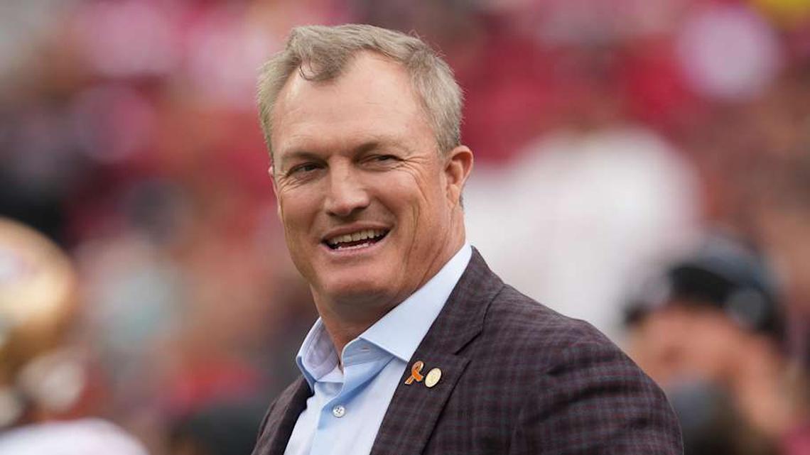 Sep 28, 2025; Santa Clara, California, USA; San Francisco 49ers general manager John Lynch before the game against the Jacksonville Jaguars at Levi's Stadium. Mandatory Credit: Darren Yamashita-Imagn Images | Darren Yamashita-Imagn Images 