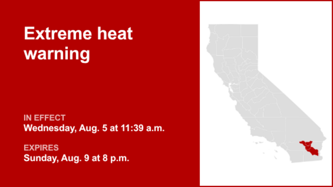 UPDATE: Extreme heat warning affecting Riverside County until Sunday evening 