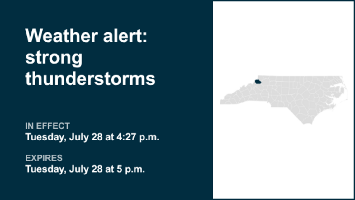 Weather alert issued for Watauga County early Tuesday evening, says the NWS 