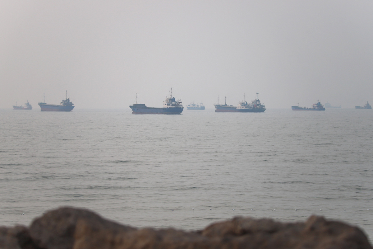 Vessels in the Strait of Hormuz near the beach of Bandar Abbas, Iran, June 30, 2026. Amirhosein Khorgooi/ISNA/via WANA (West Asia News Agency)via REUTERS