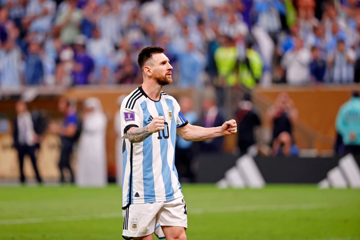  Lionel Messi reacts after making his shot during a penalty shootout in the 2022 World Cup final. Yukihito Taguchi-USA TODAY Sports