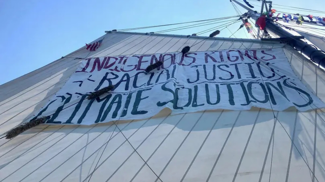 Historic ship removed from New York Harbor July 4 parade over banners