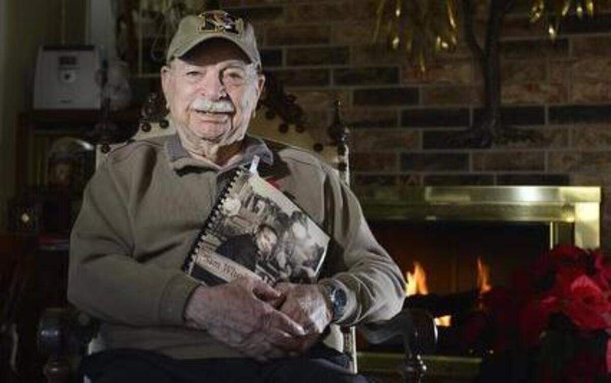 
Sam Montague, seen here in November, will turn 102 on May 30.


