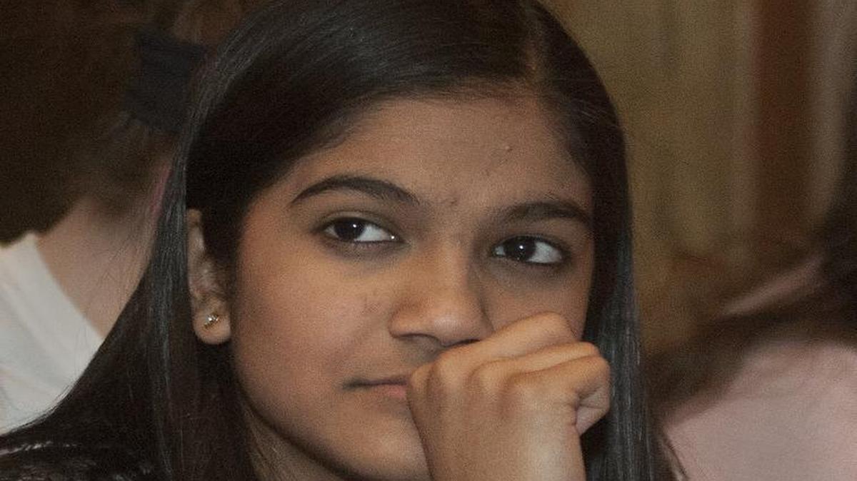 
Vanya Shivashankar, a 13-year-old student at California Trail Middle School in Olathe, watched the final episode of the Lifetime television show “Child Genius” in February. She is demonstrating her tenacity this week by returning to the national spelling bee.
