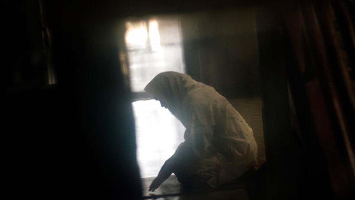 A detainee inside the Camp 6 detention facility at U.S. Navy base, Guantánamo Bay, Cuba, on June 6, 2018.