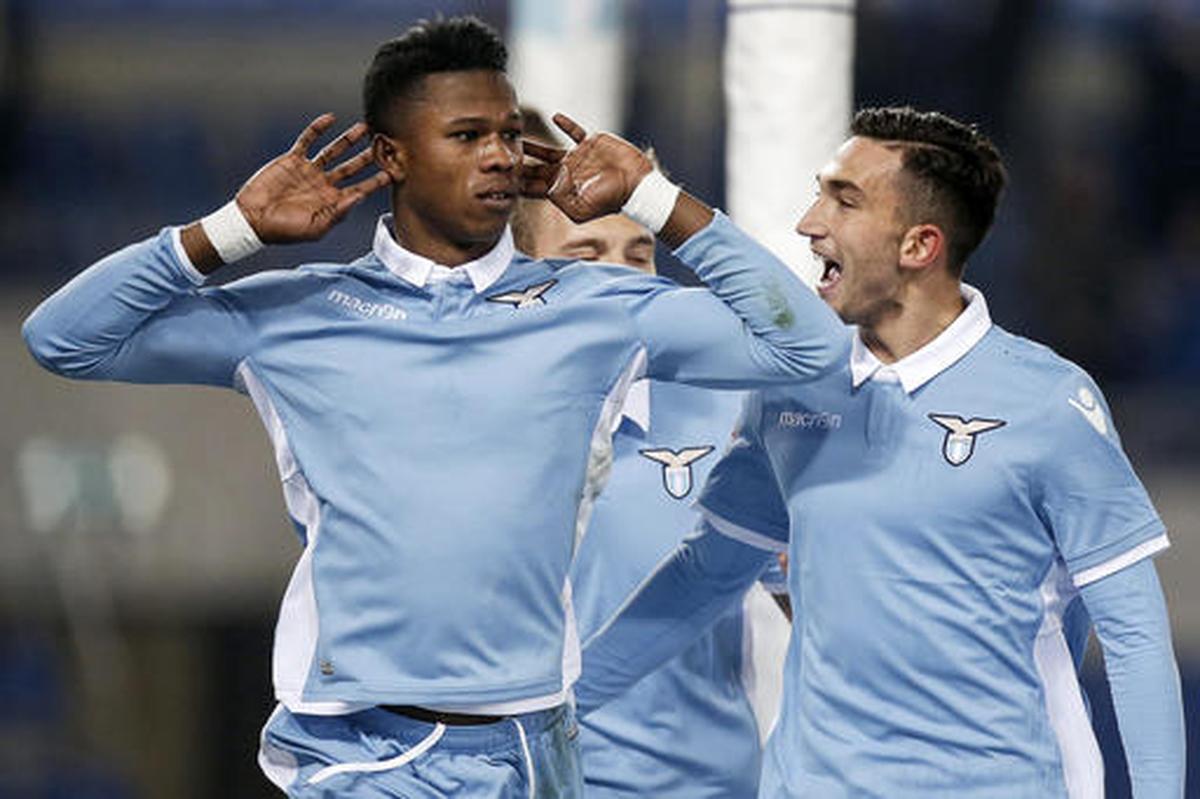 Lazio's Keita Balde Diao, left, celebrates with his teammate Danilo Cataldi, after scoring, during the Serie A soccer match between Lazio and Fiorentina. Baldo Diao is one of the top players for Senegal.
